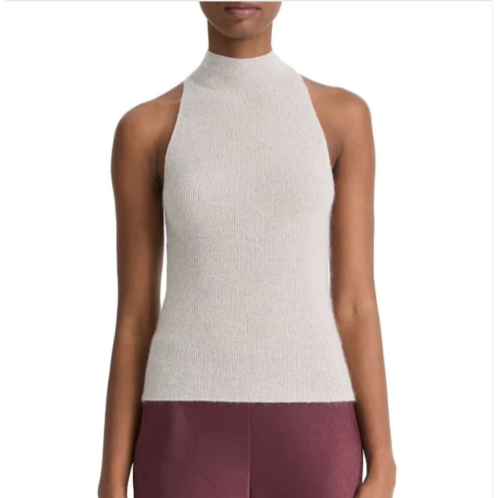 Vince Metallic Mock Neck Tan Tank - Size S - NWT